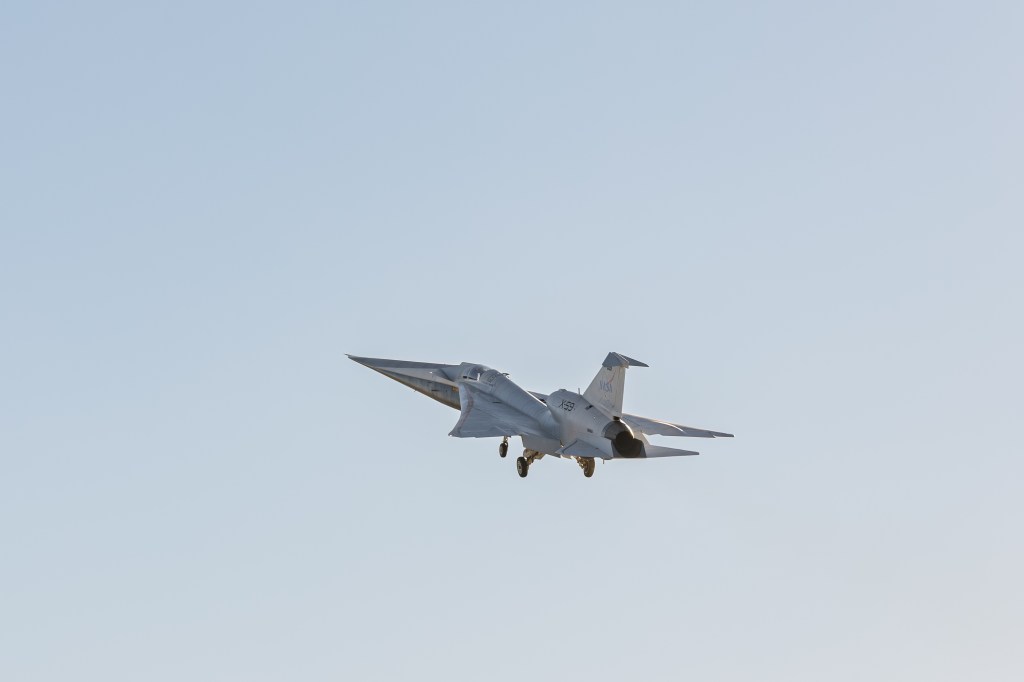 NASA's X-59 quiet supersonic jet in flight.