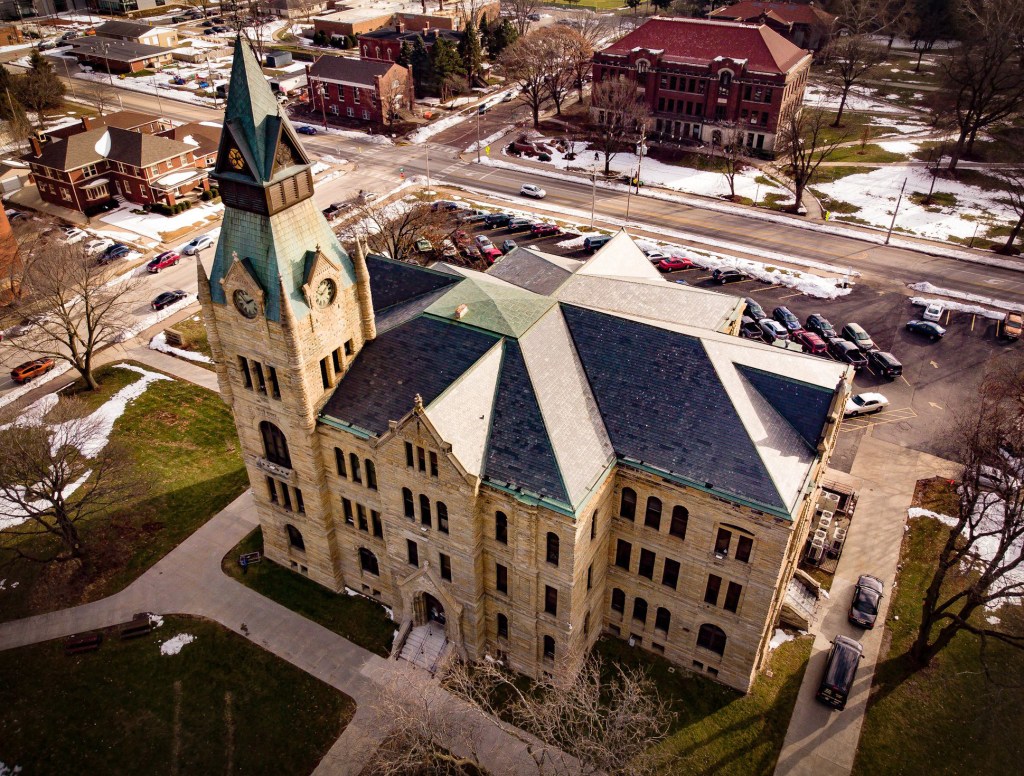An aerial view of the courthouse where Marcy Oglesby was found guilty of murder.
