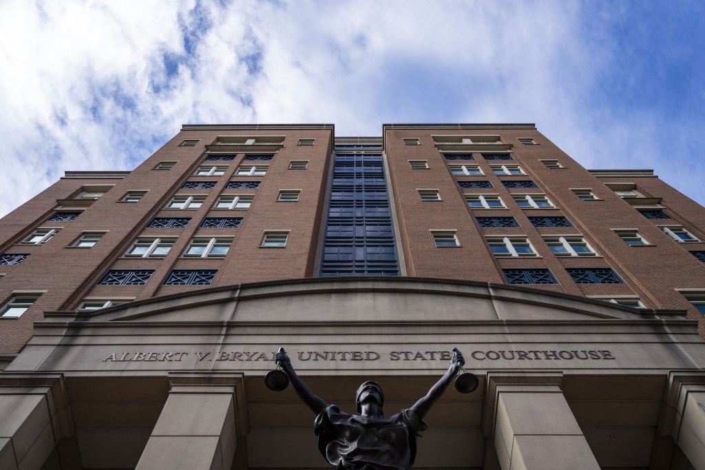 The U.S. District Court for the Eastern District of Virginia's Bryan Courthouse with the 