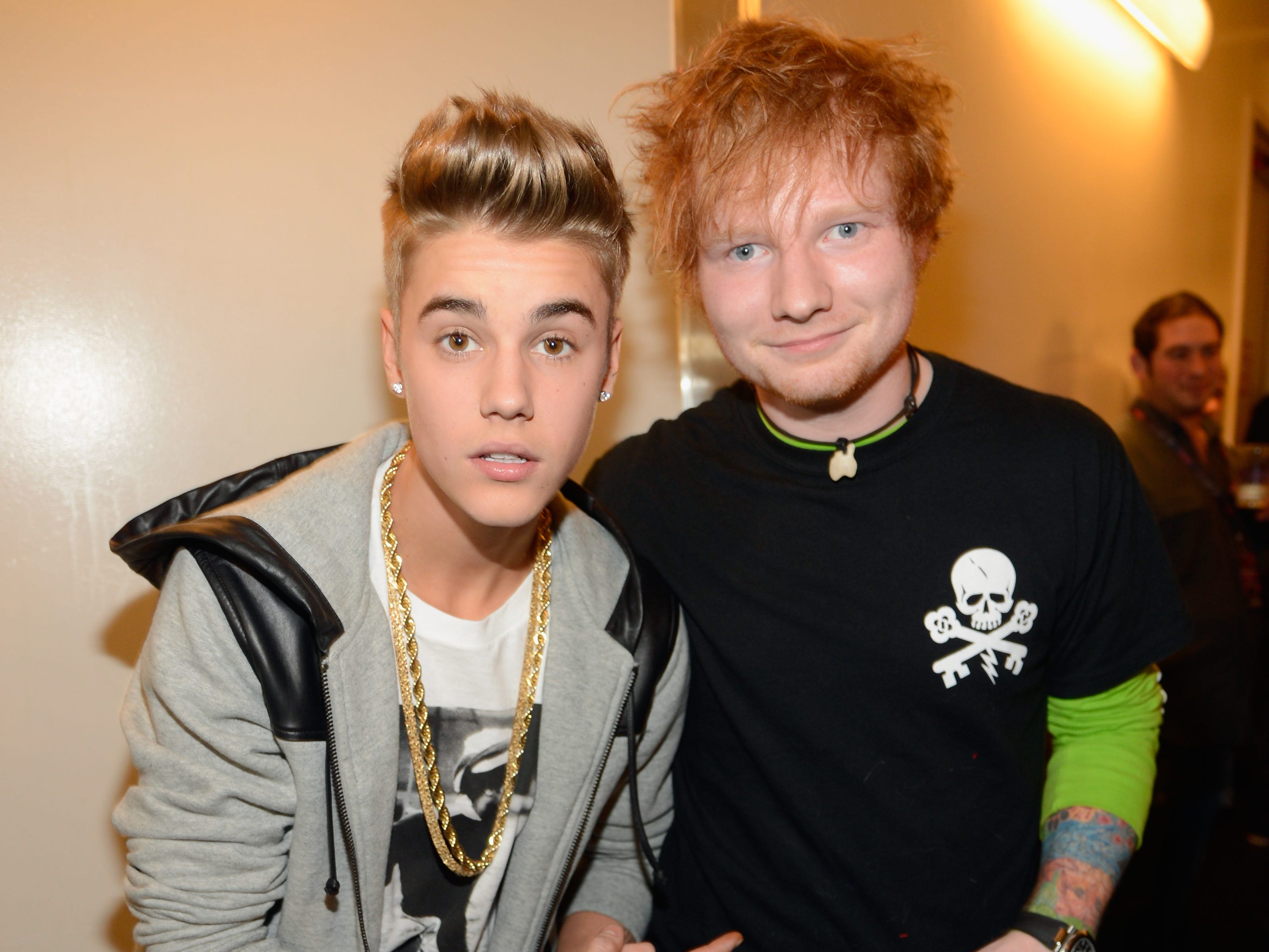 Justin Bieber and Ed Sheeran attend backstage at Z100's Jingle Ball 2012,