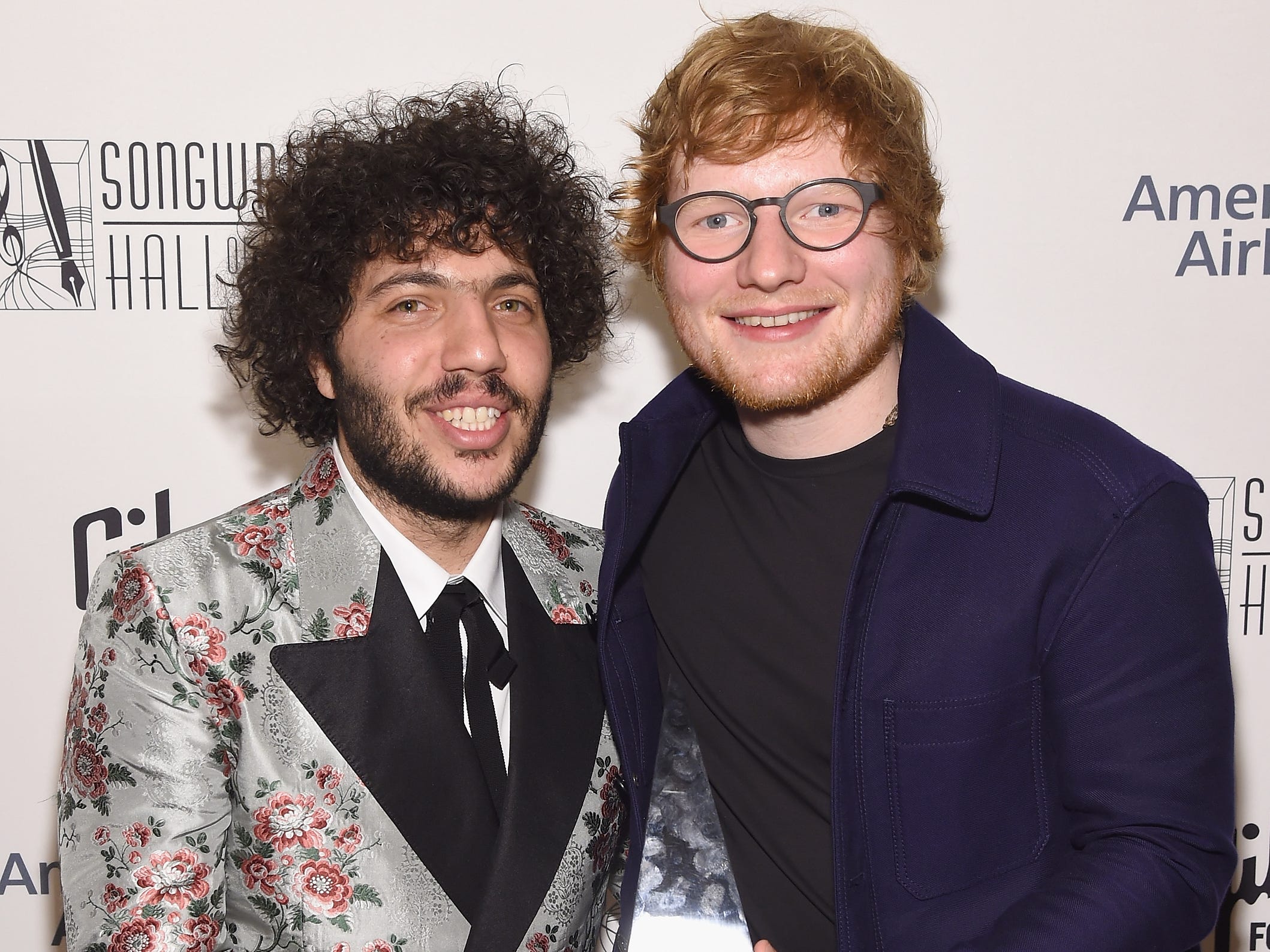Benny Blanco poses with the Hal David Starlight Award winner Ed Sheeran backstage at the Songwriters Hall Of Fame 48th Annual Induction and Awards at New York Marriott Marquis Hotel on June 15, 2017