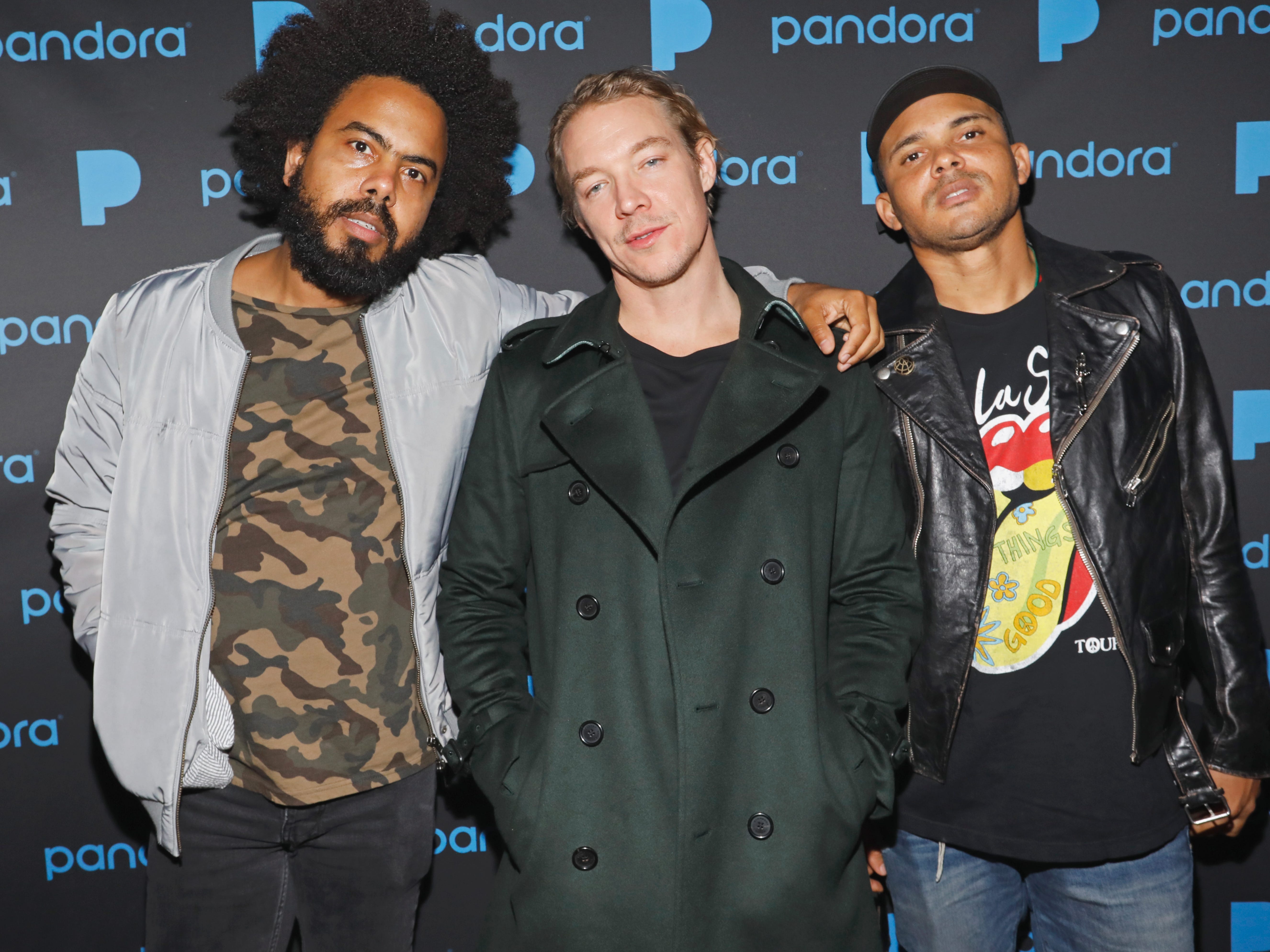 DJs Jillionaire, Diplo, and Walshy Fire of Major Lazer at T-Mobile Club Magenta featuring Major Lazer SoundSystem powered by Pandora at Exchange LA on November 20, 2016