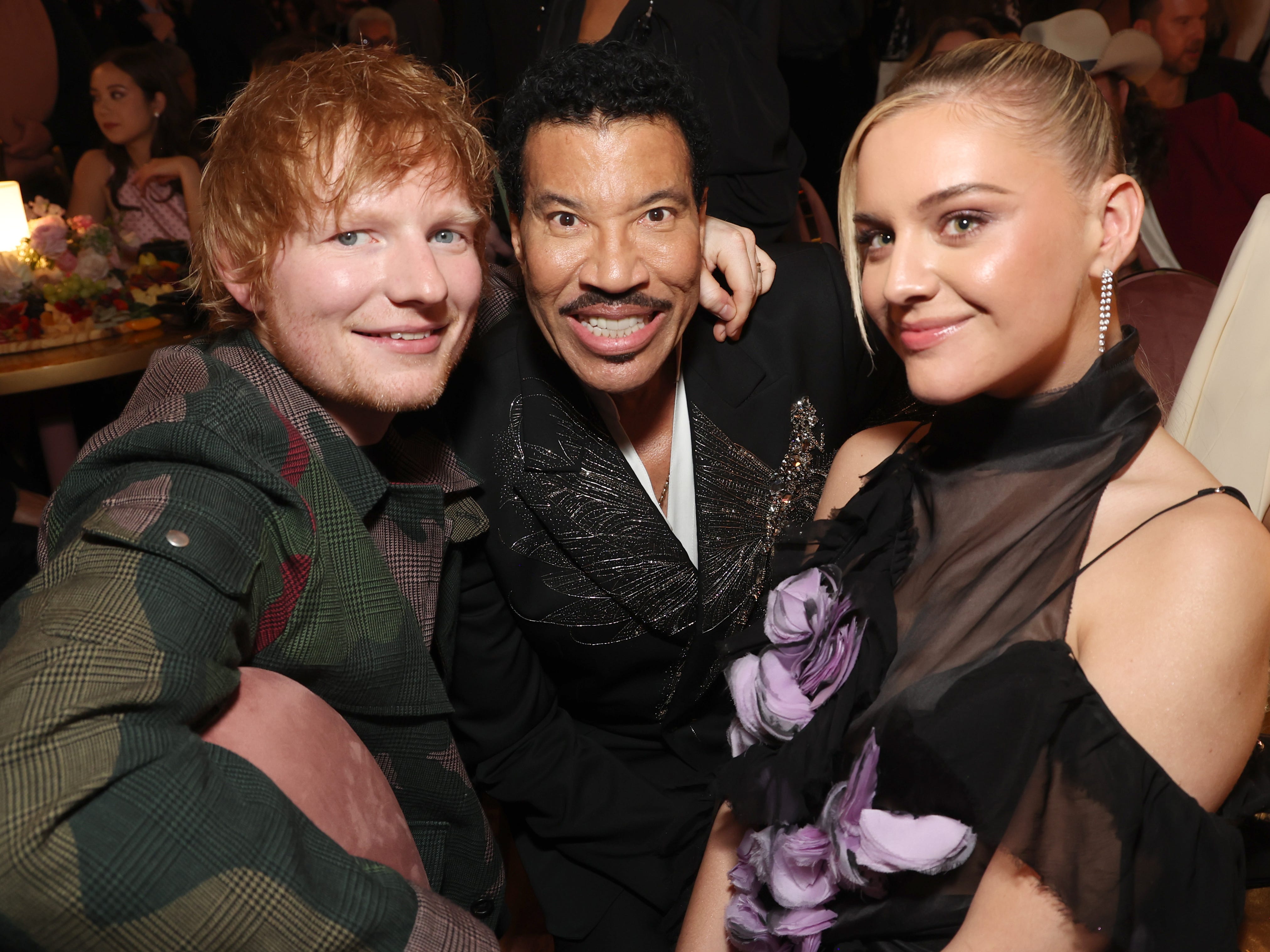 Ed Sheeran, Lionel Richie and Kelsea Ballerini attend the 66th GRAMMY Awards at Crypto.com Arena on February 04, 2024