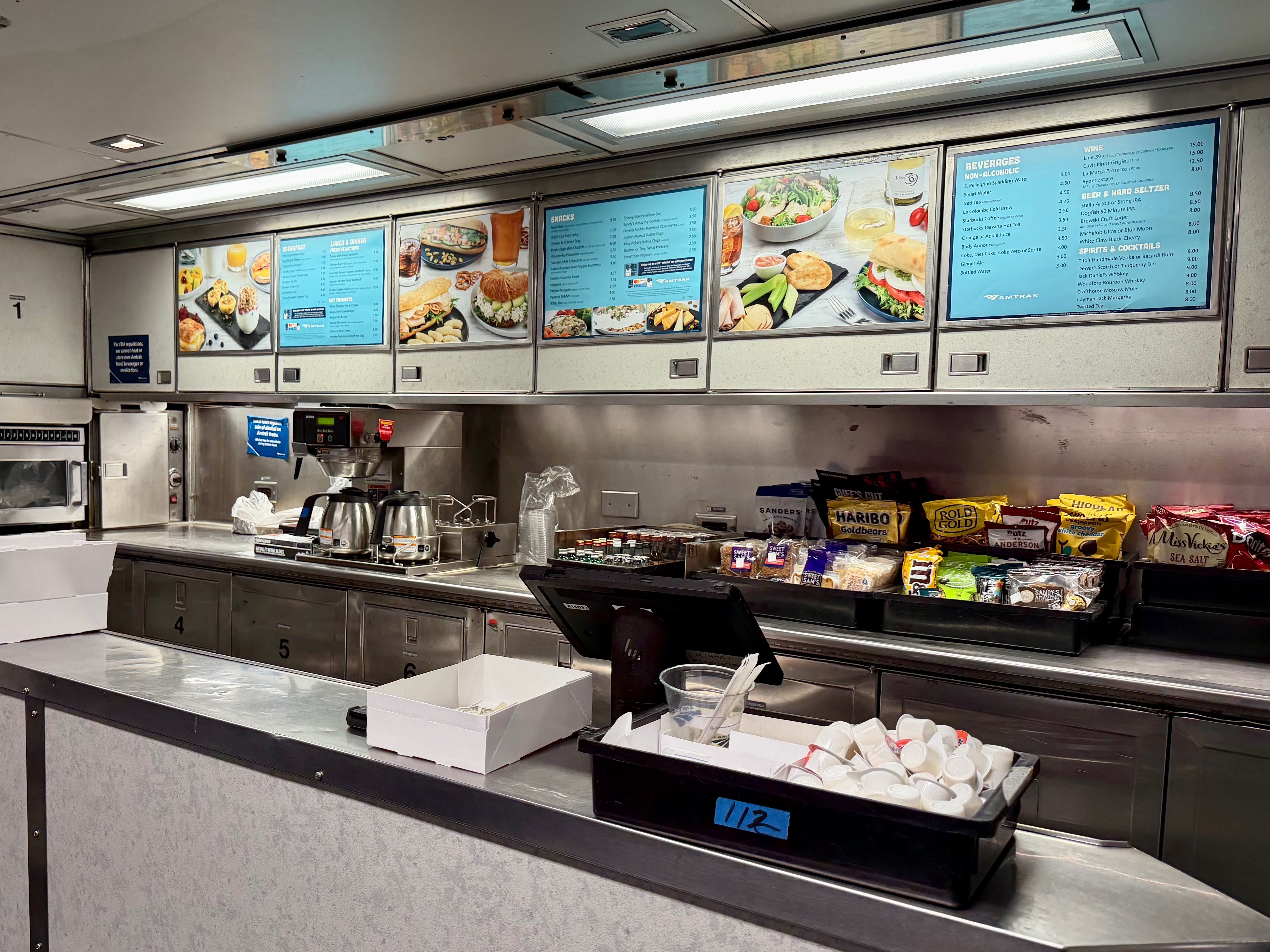 The café car on Amtrak.