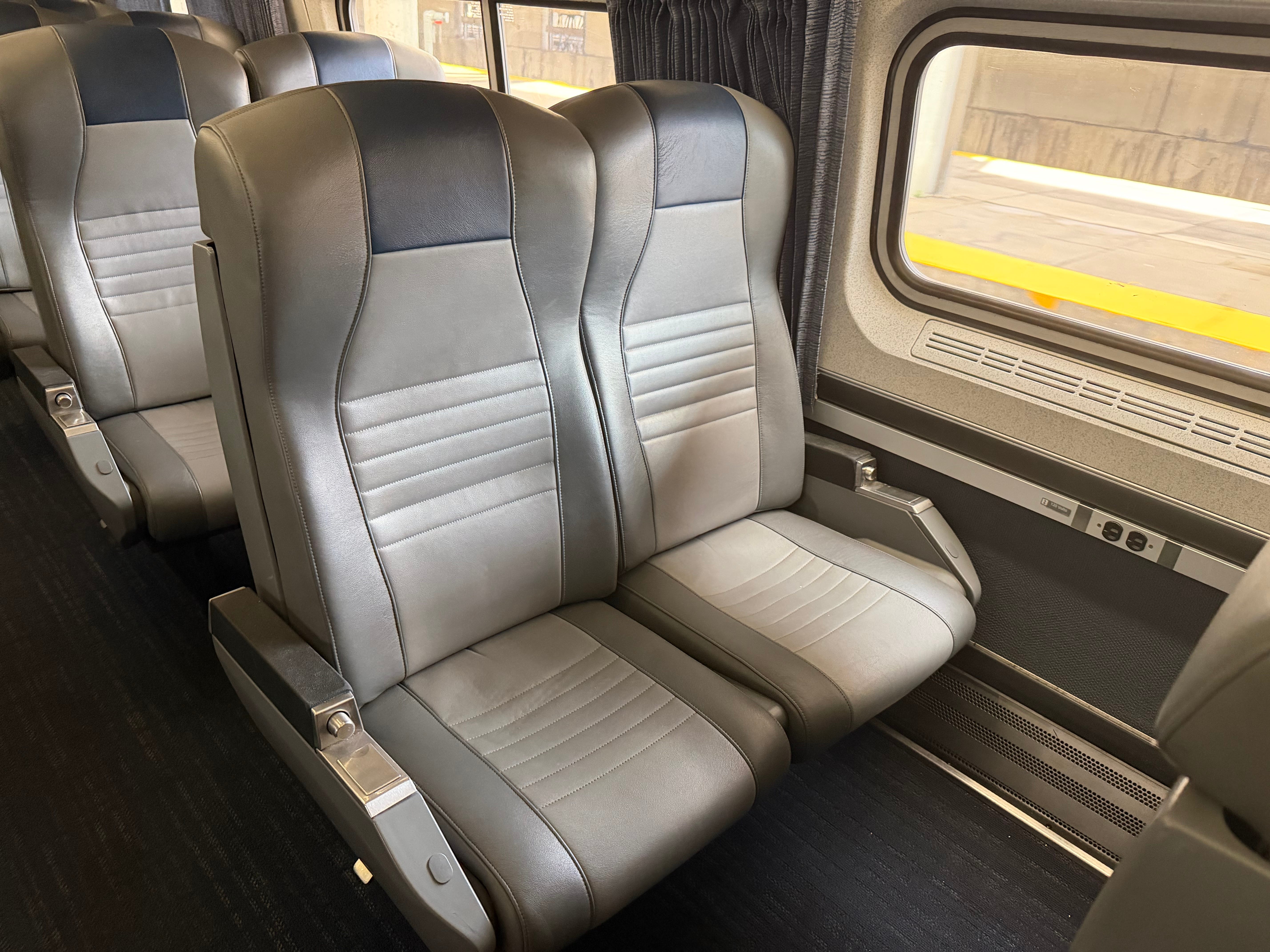 A row of two Amtrak seats.