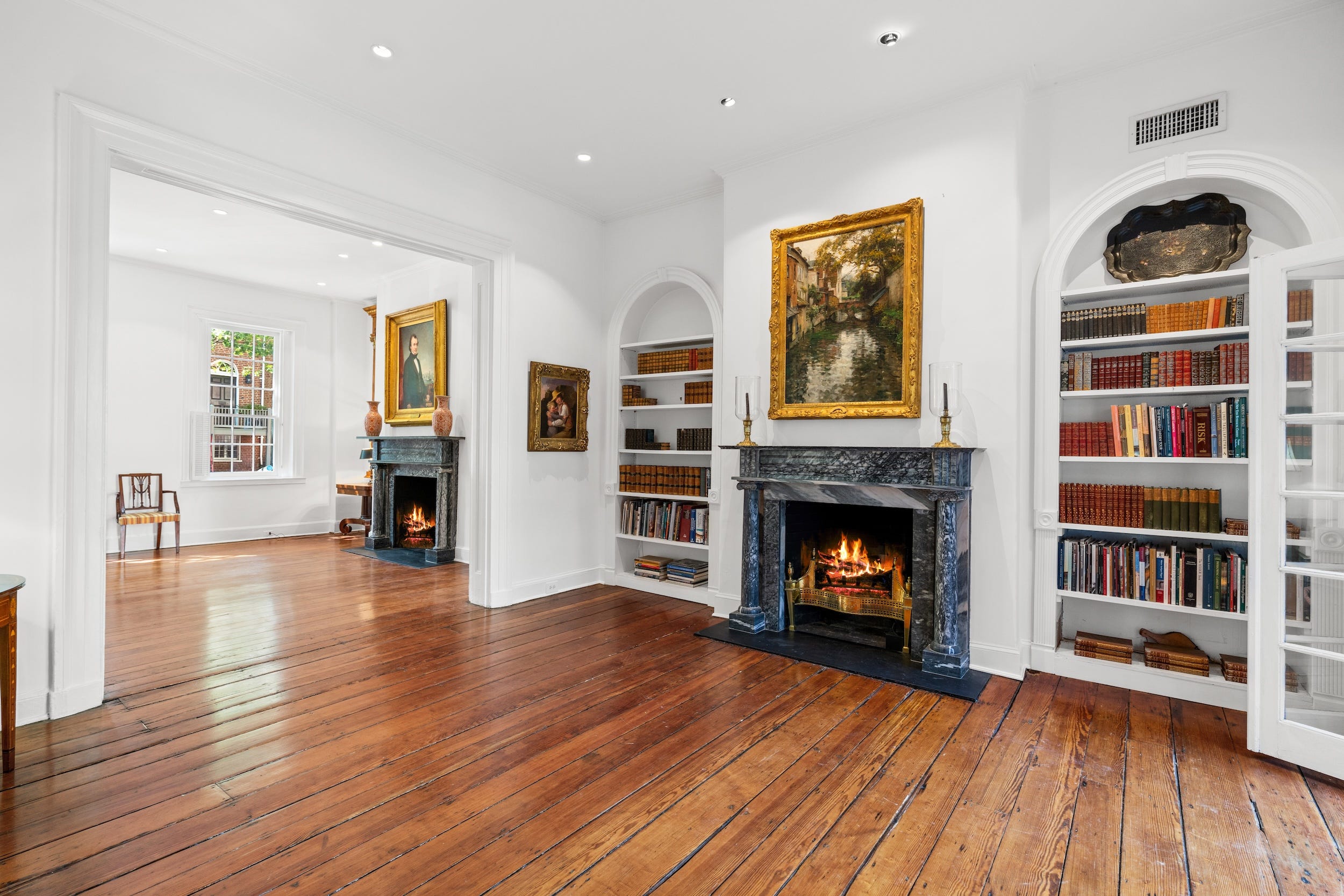 A living room inside of a Washington, DC, home.