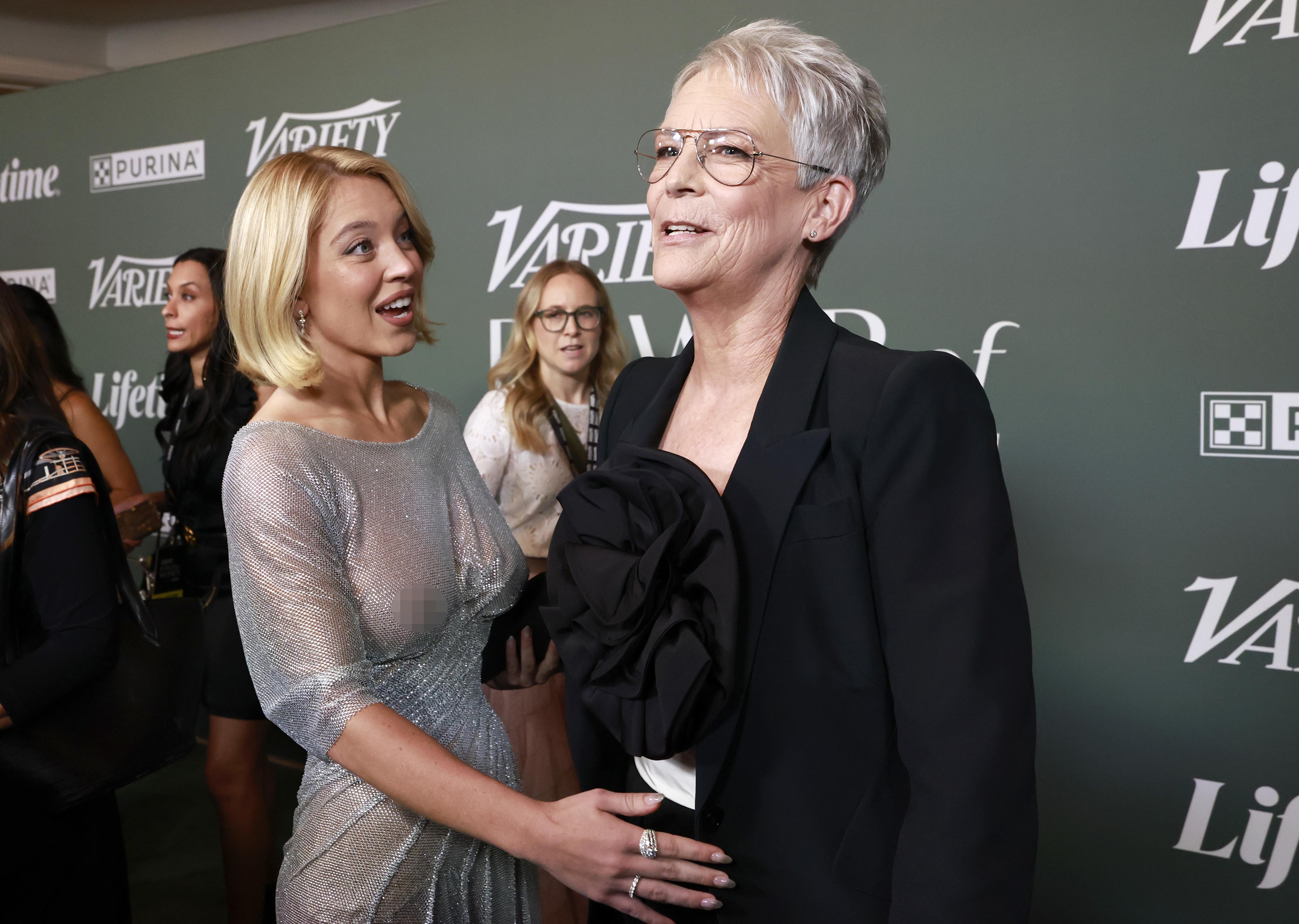 Jamie Lee Curtis and Sydney Sweeney on the red carpet at Variety's Power of Women event.