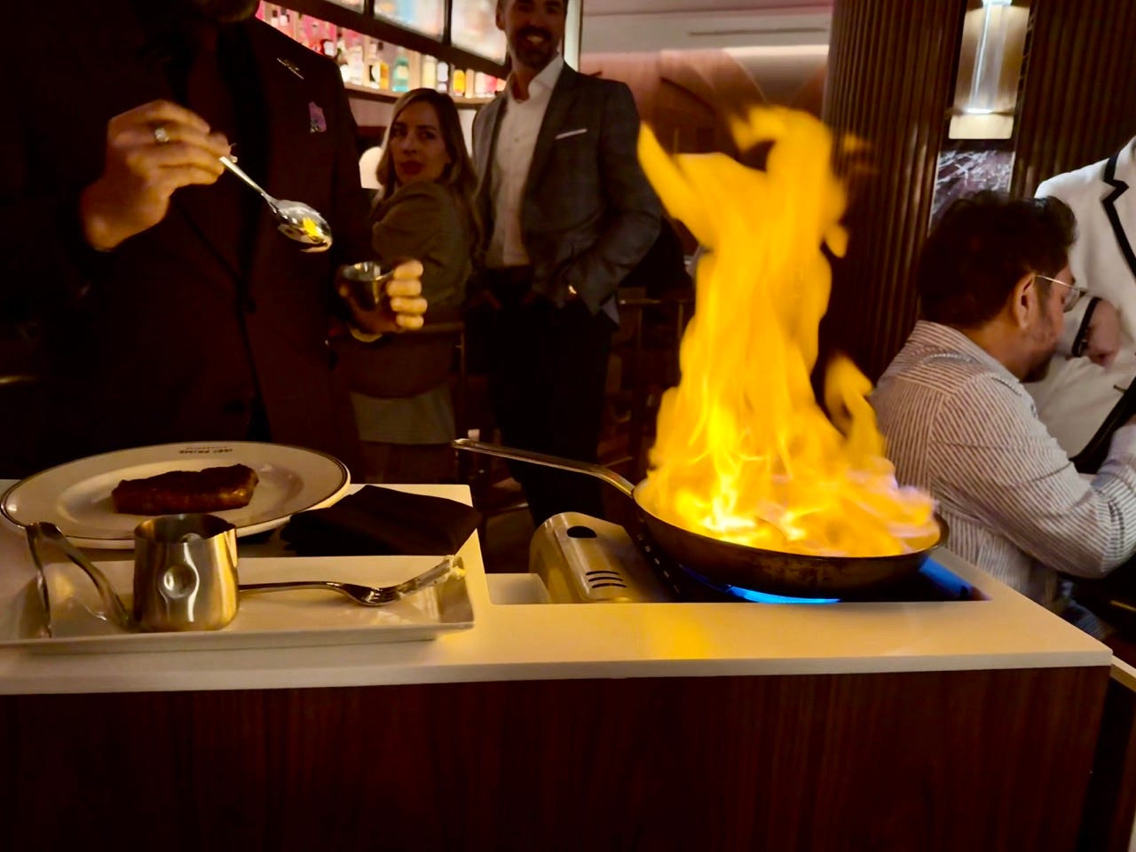 Tableside flambe set up