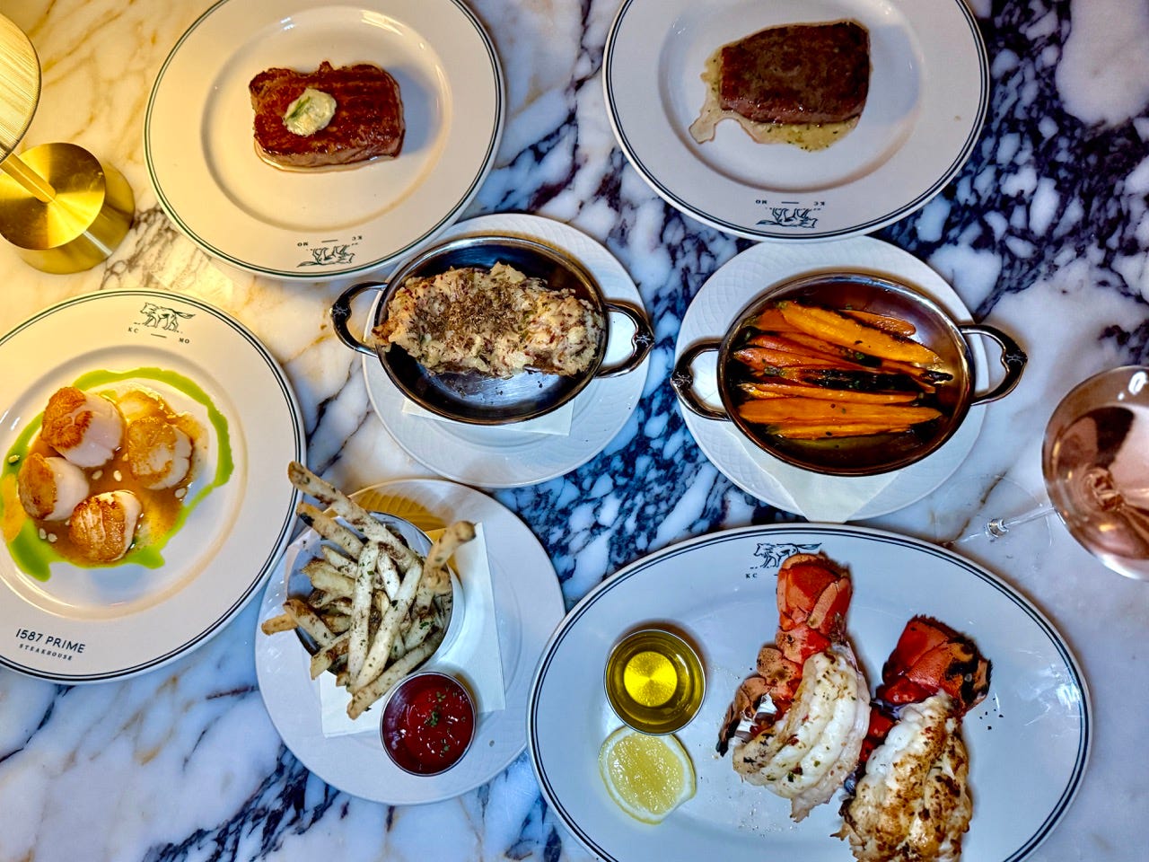 Aerial view of food spread at 1587 prime