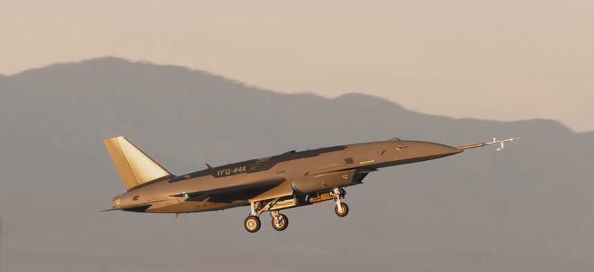 The YFQ-44 Fury, Andurll's prototype for the Air Force's collaborative combat aircraft program, made its first flight somewhere in California.