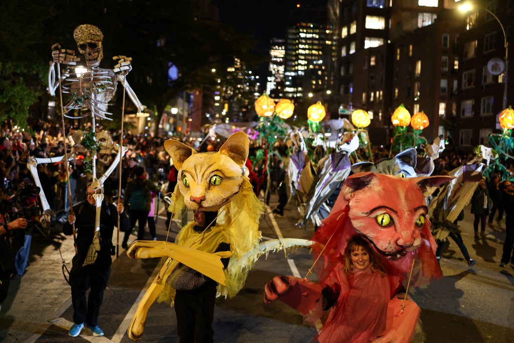 Participants in the annual Village Halloween Parade prepare to march through lower Manhattan on October 31, 2025 in New York City.