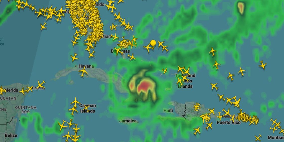Map shows planes skirting Hurricane Melissa as the storm causes flight cancellations and travel chaos