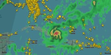 Map shows planes skirting Hurricane Melissa as the storm causes flight cancellations and travel chaos