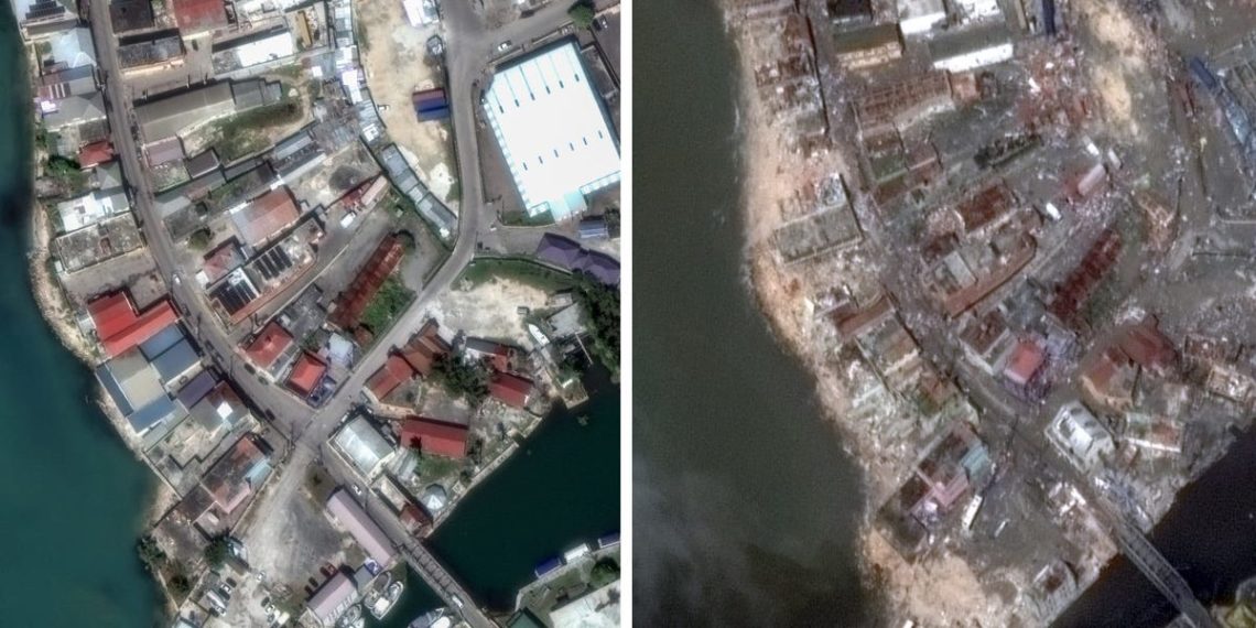 Satellite images taken before and after Hurricane Melissa show the destruction it wreaked on Jamaica