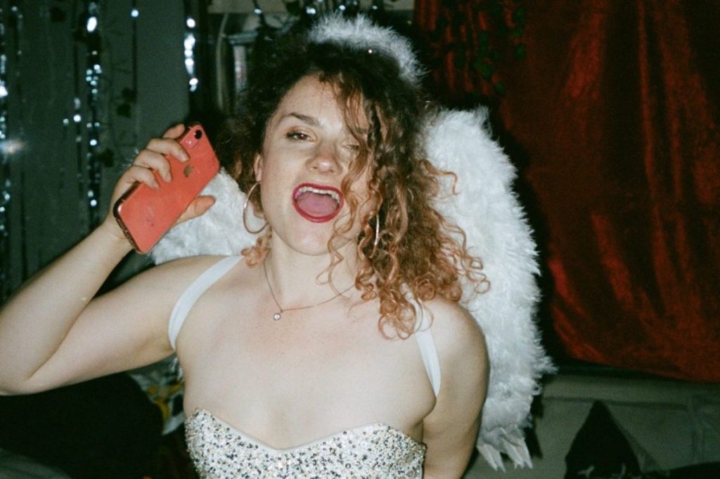 Helen Meriel Thomas dressed as an angel for Halloween