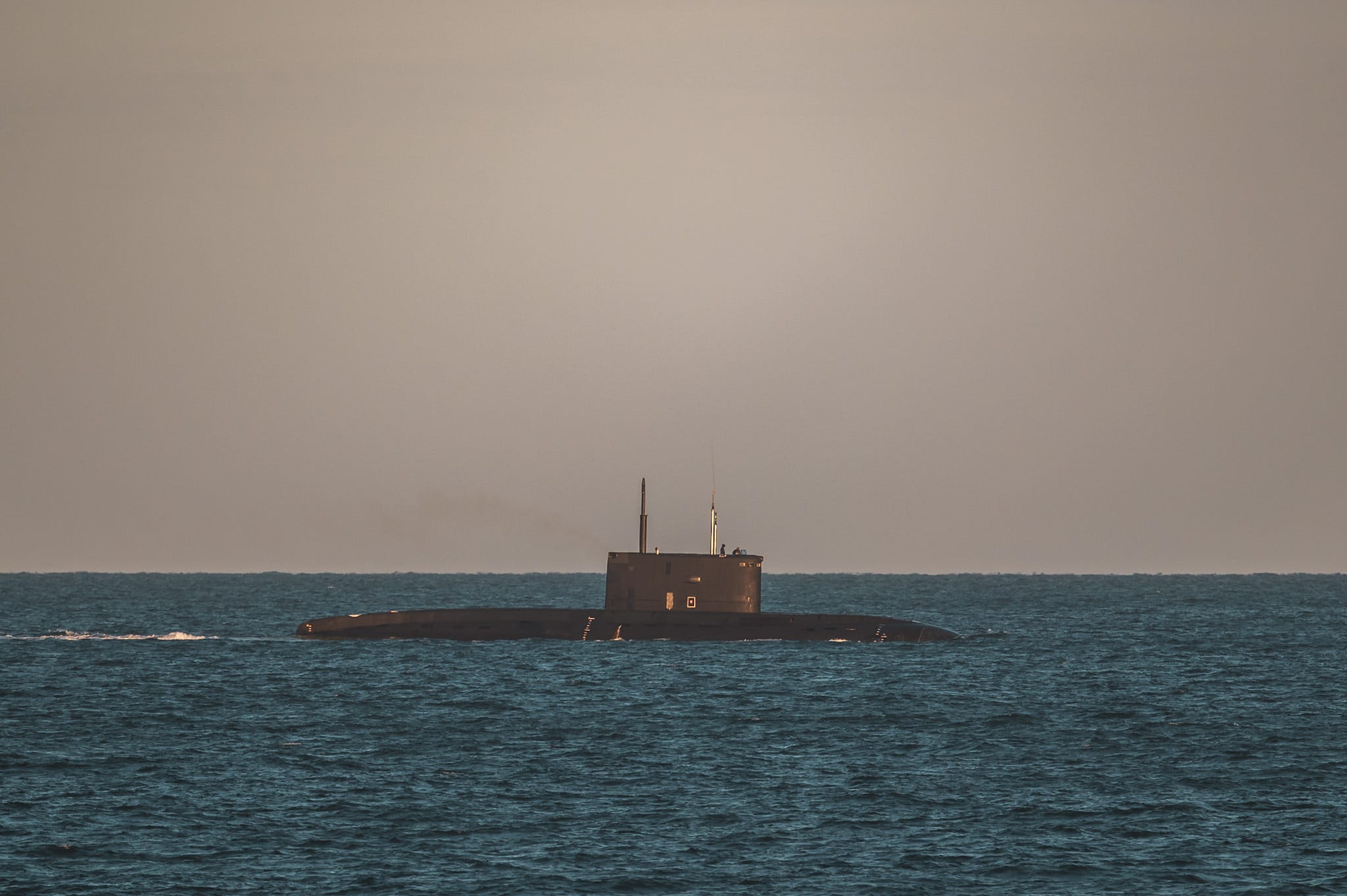 A Russian Kilo-class submarine near Belgium in October 2025.