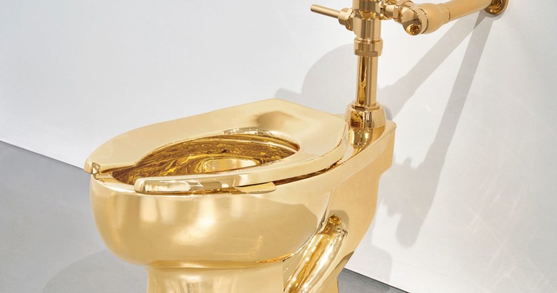 A solid gold toilet is up for auction with a $10 million starting price