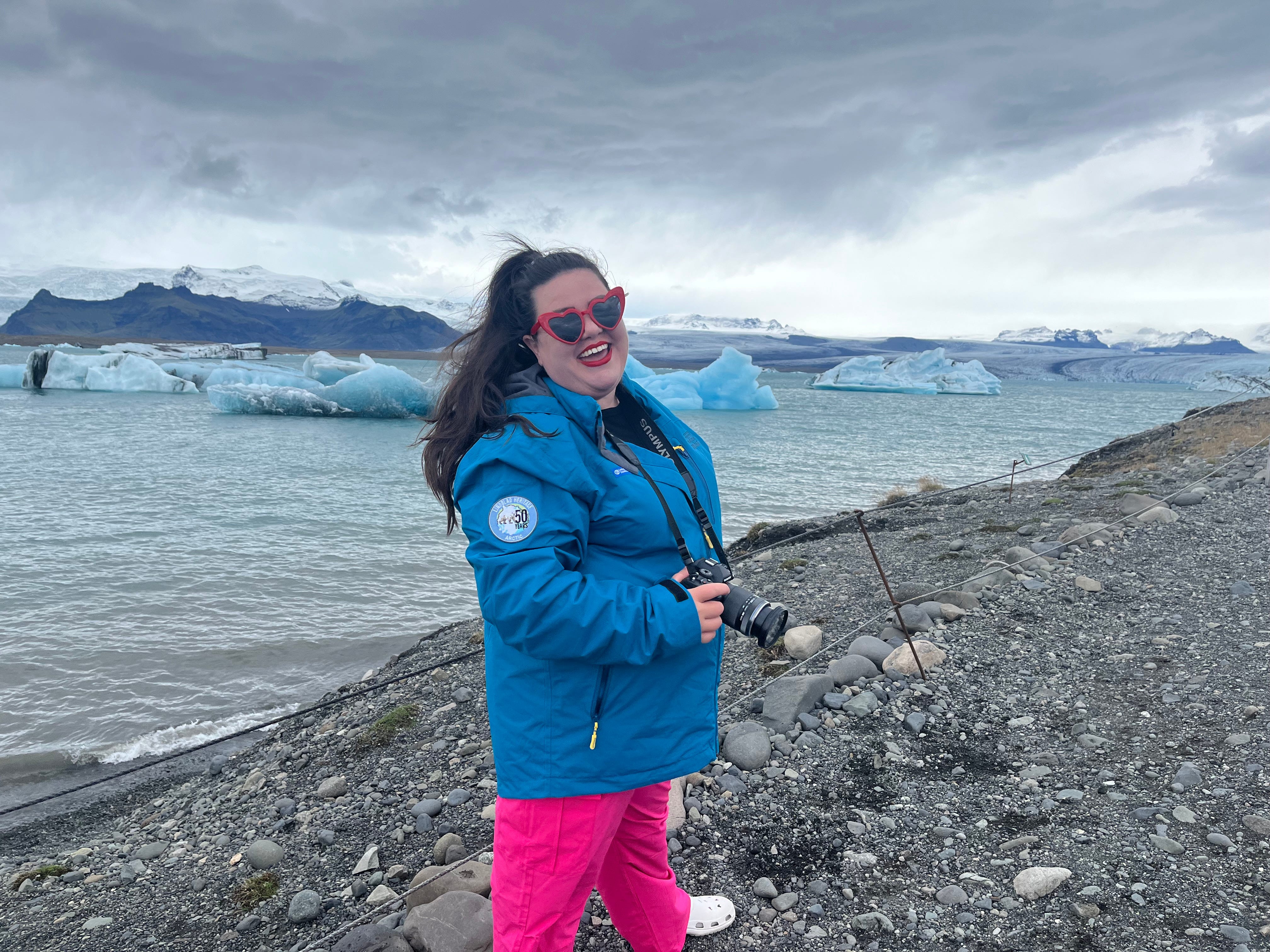 Author Megan duBois at Glacier Lagoon in Iceland