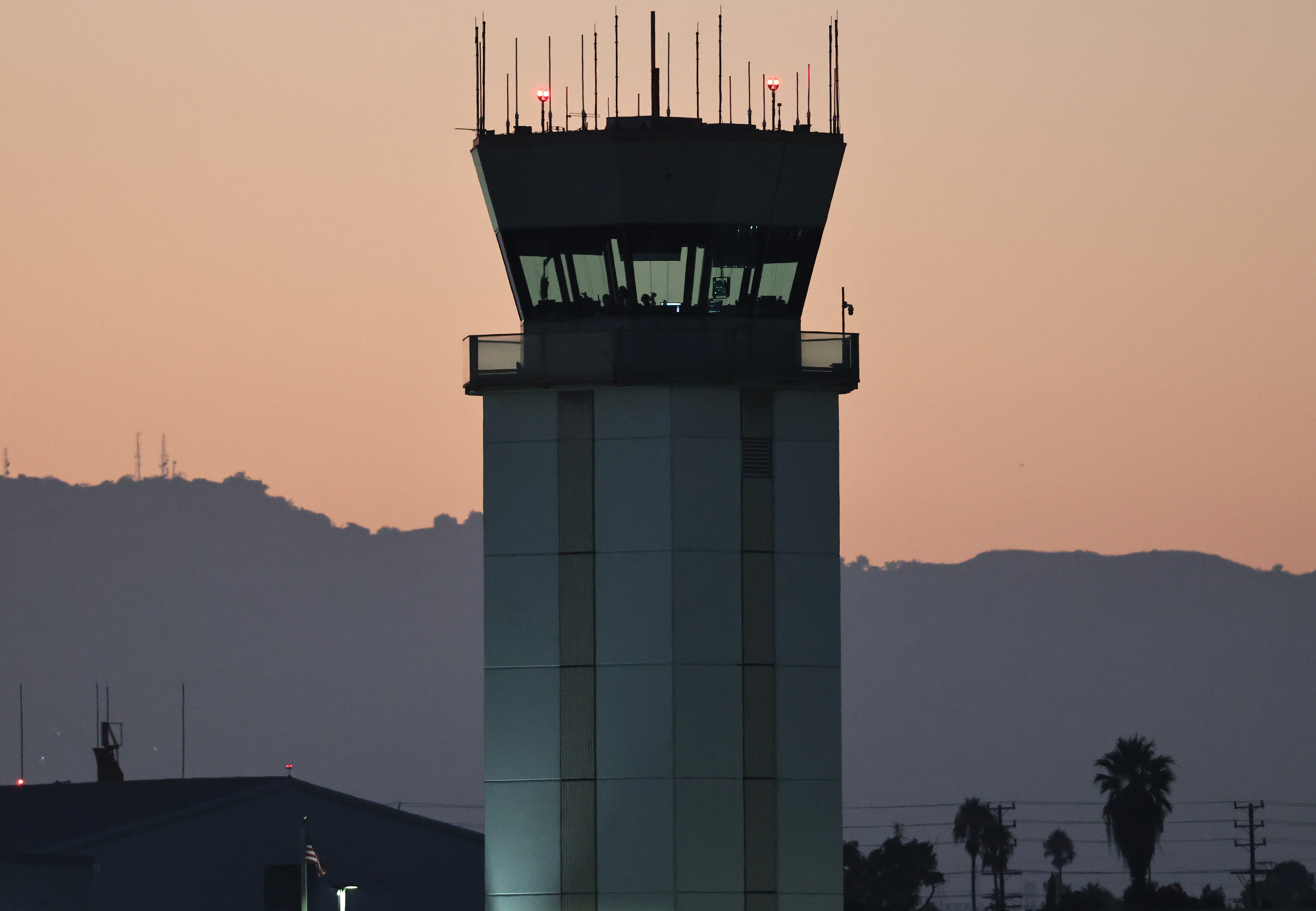An air-traffic control tower in Burbank, California