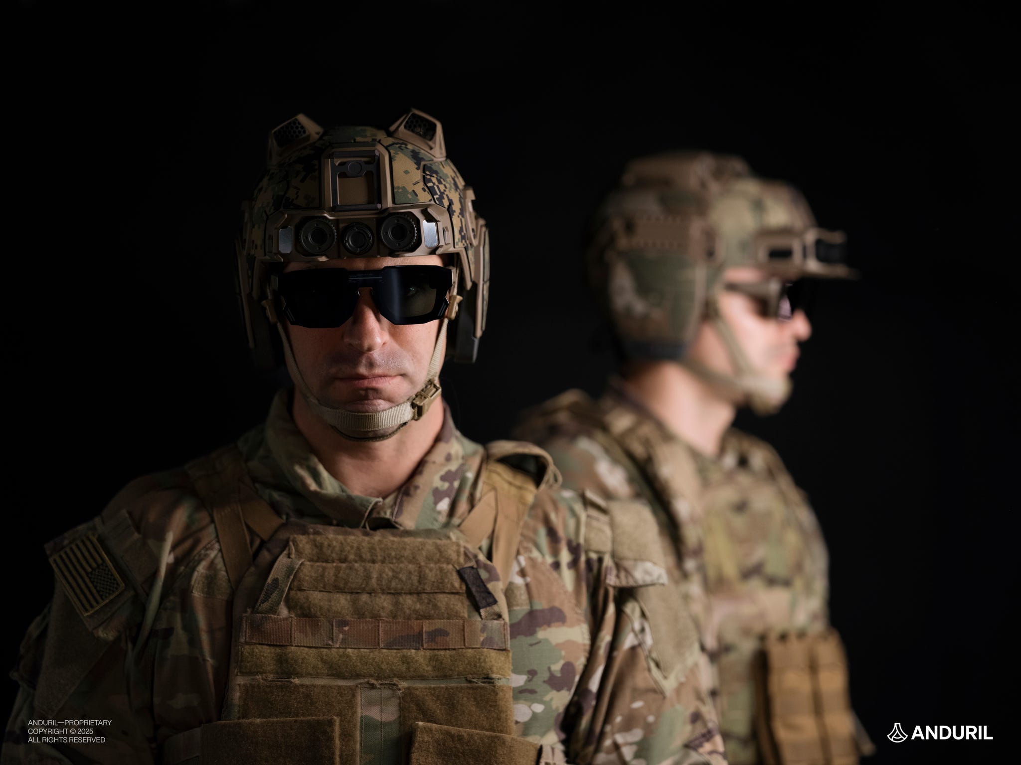 A soldier wearing Anduril's EagleEye headset.