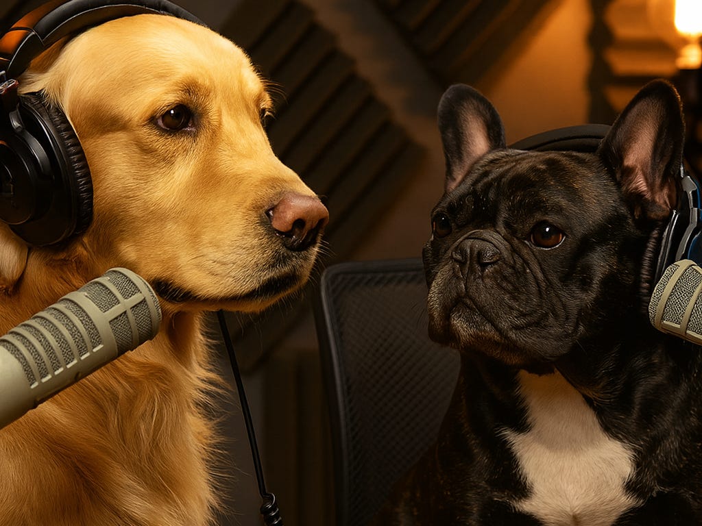 Goldie and Frenchie are the wisecracking AI dogs who host DogPack's Instagram
