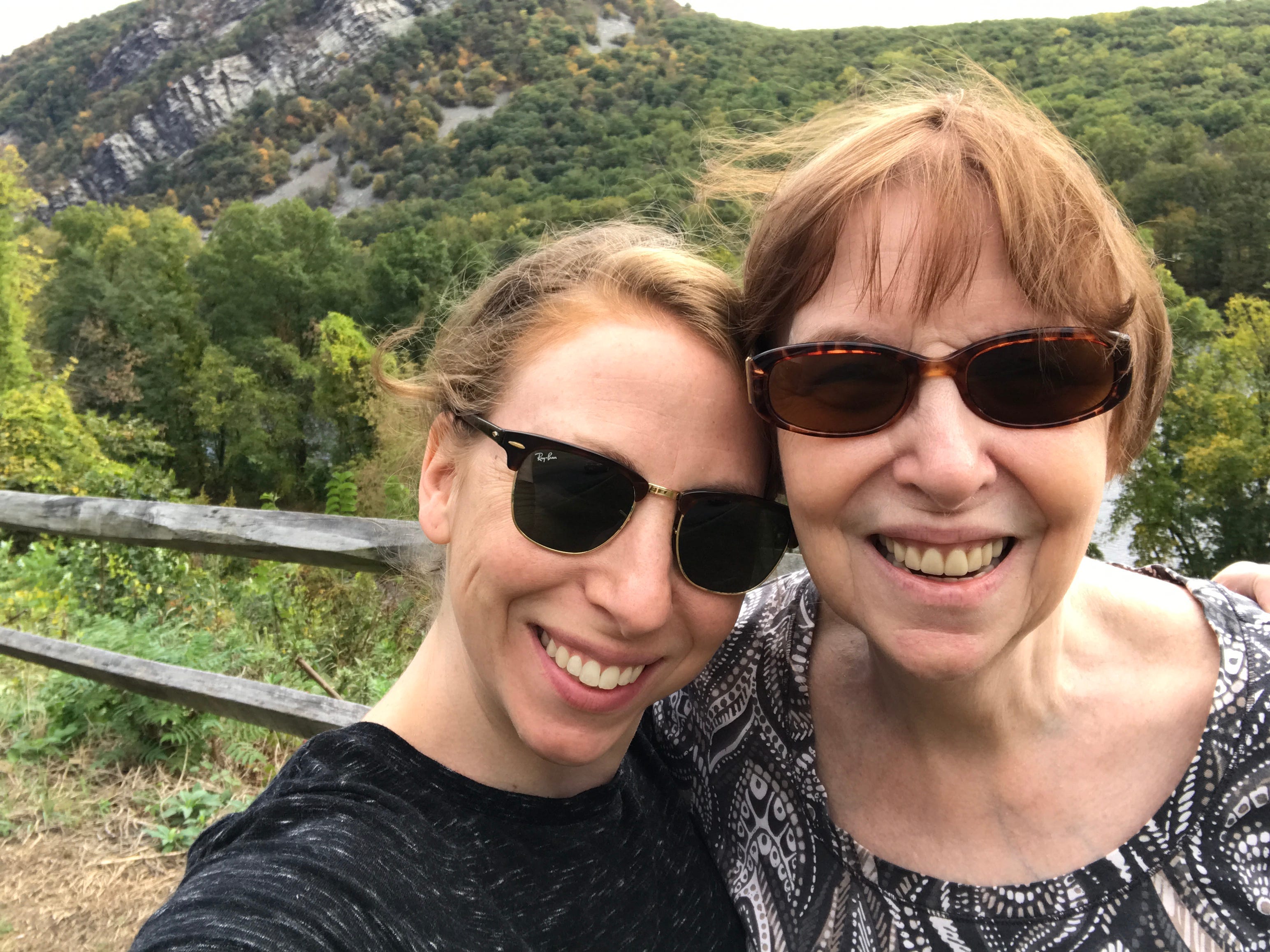 The author with her mother while hiking.
