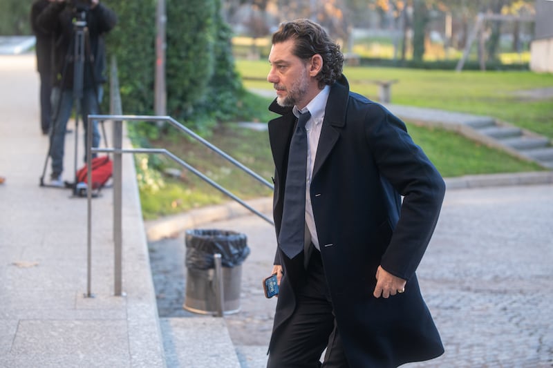 Isak Andic's eldest son, Jonathan Andic arrives at the funeral chapel of the founder of Mango, Isak Andic