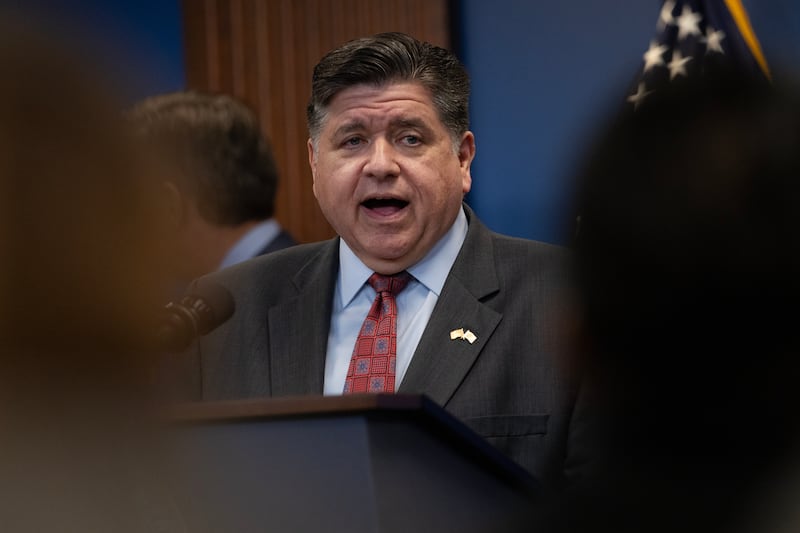 CHICAGO, ILLINOIS - OCTOBER 06: Illinois Gov. JB Pritzker speaks at a news conference October 06, 2025 in Chicago, Illinois.  Pritzker, Chicago Mayor Brandon Johnson and other political leaders addressed President Donald Trump's threat to deploy the National Guard to the city. Pritzker accused the president of using the troops as political props and of trying to incite violence in the city for political gain. (Photo by Scott Olson/Getty Images)