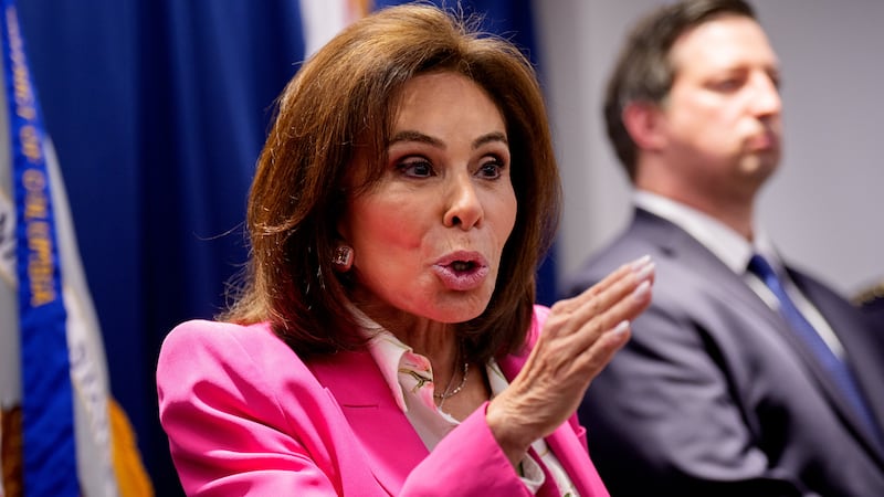 U.S. Attorney for the District of Columbia Jeanine Pirro speaks at a news conference.