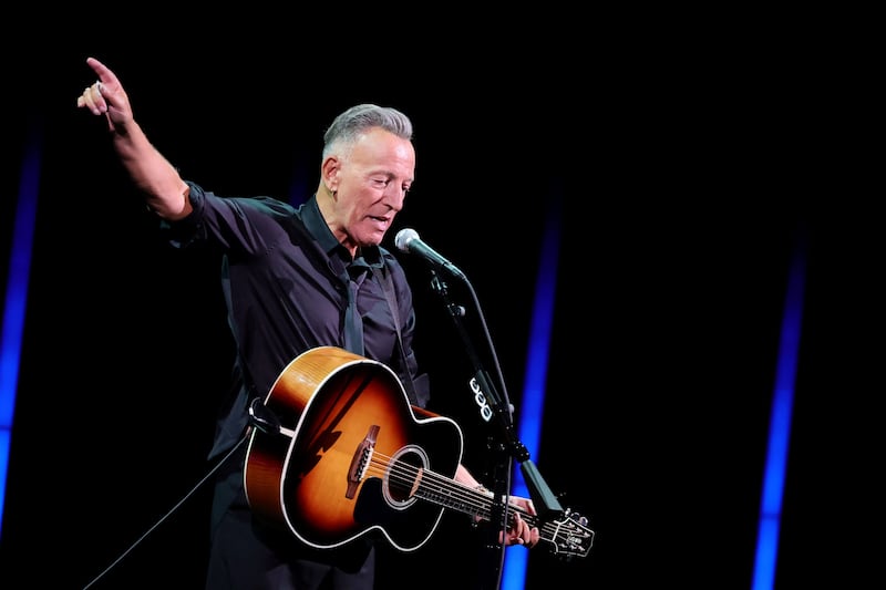 LOS ANGELES, CALIFORNIA - OCTOBER 18: (FOR EDITORIAL USE ONLY) Bruce Springsteen performs onstage during the Academy Museum 5th Annual Gala in Partnership with Rolex at Academy Museum of Motion Pictures on October 18, 2025 in Los Angeles, California. (Photo by Emma McIntyre/Oscars/Getty Images for Academy Museum of Motion Pictures)