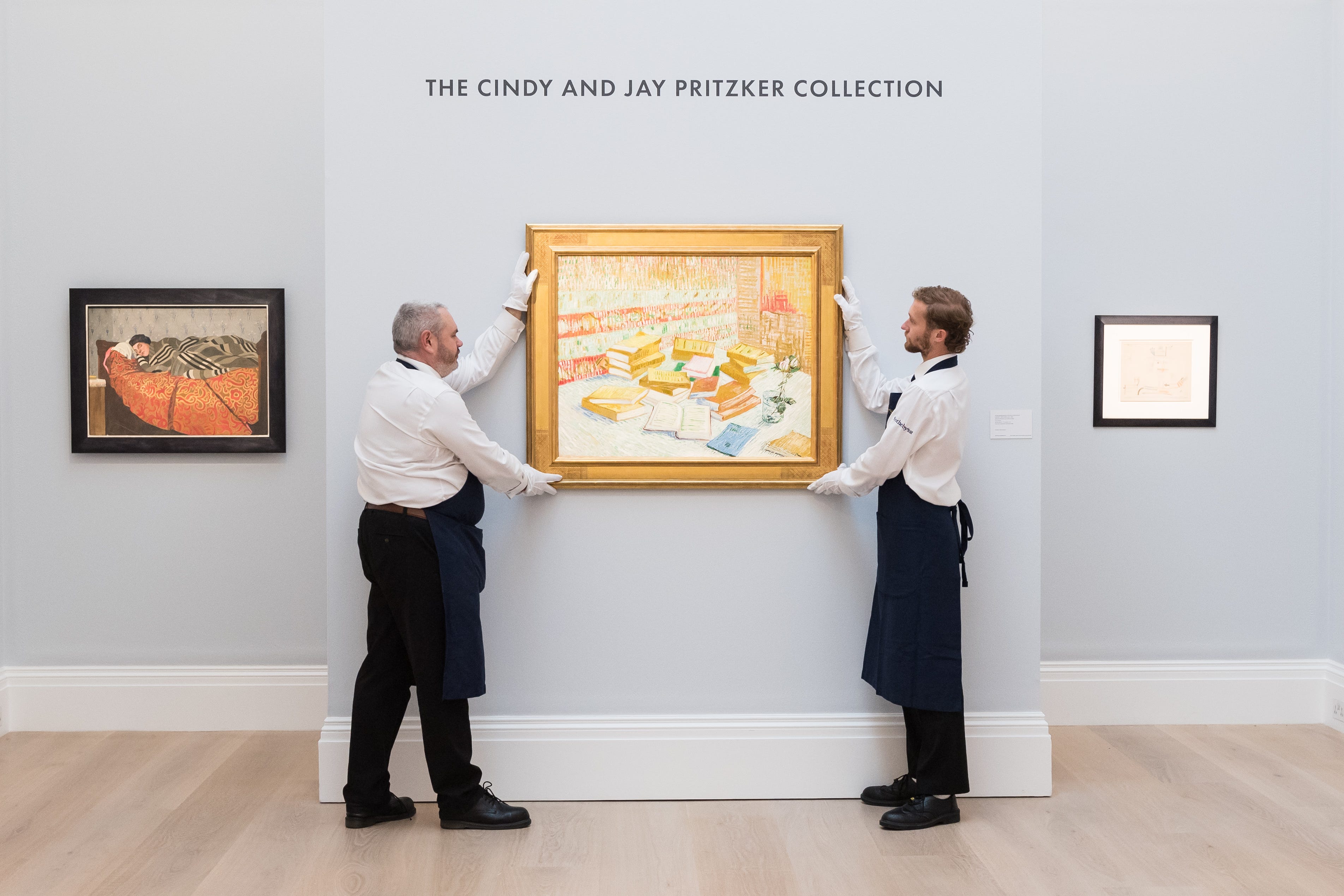Gallery assistants at Sotheby's Frieze week exhibitions