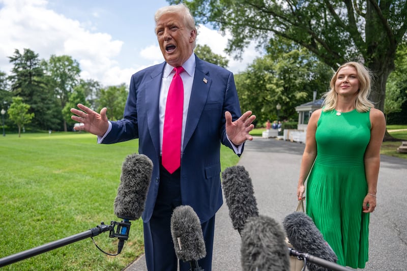 U.S. President Donald Trump and White House Press Secretary Karoline Leavitt.