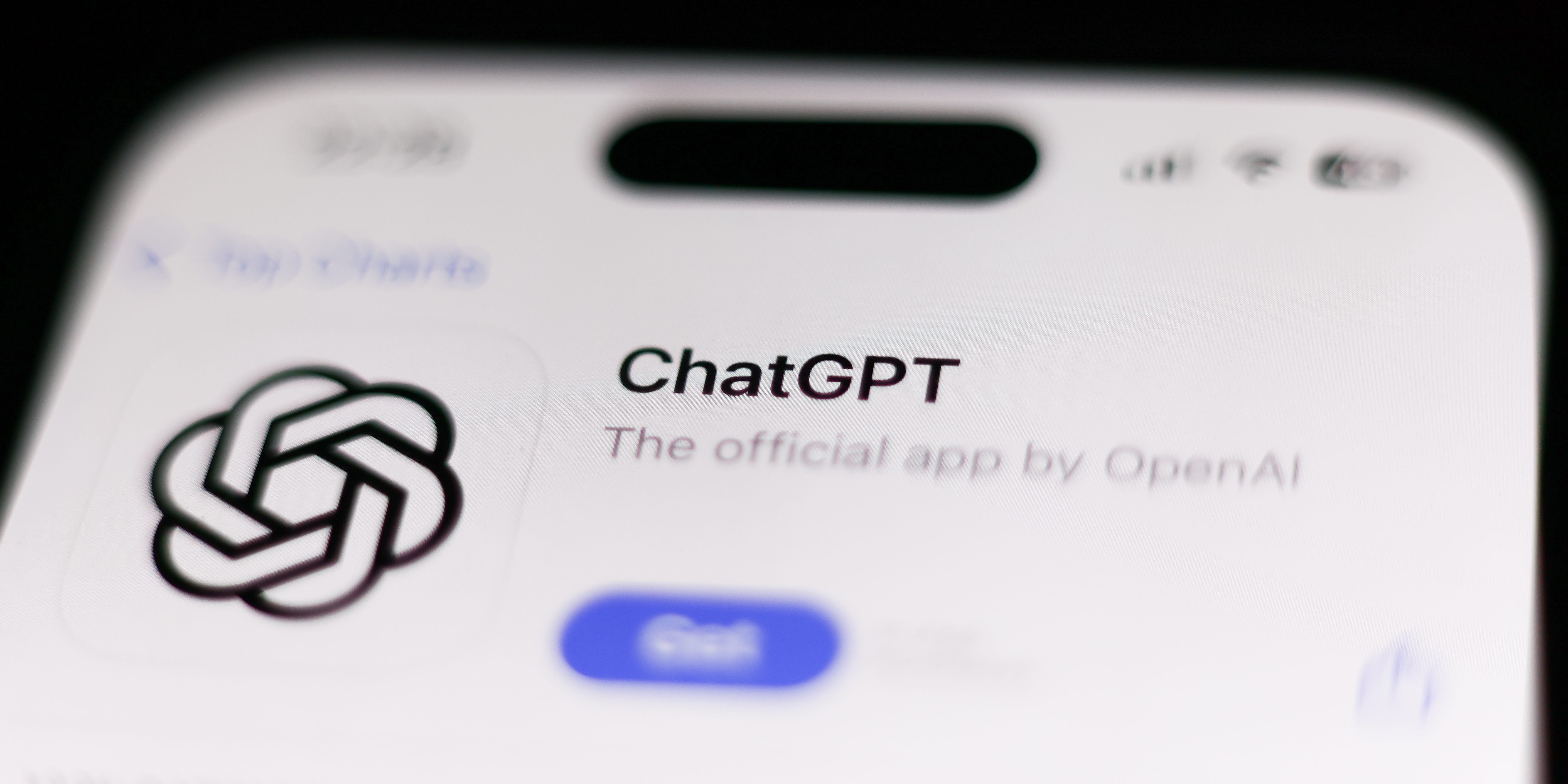 The ChatGPT page on Apple's App Store is being displayed on an iPhone.