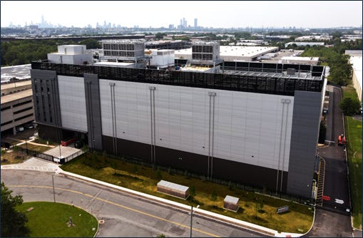 An aerial shot of a data center.