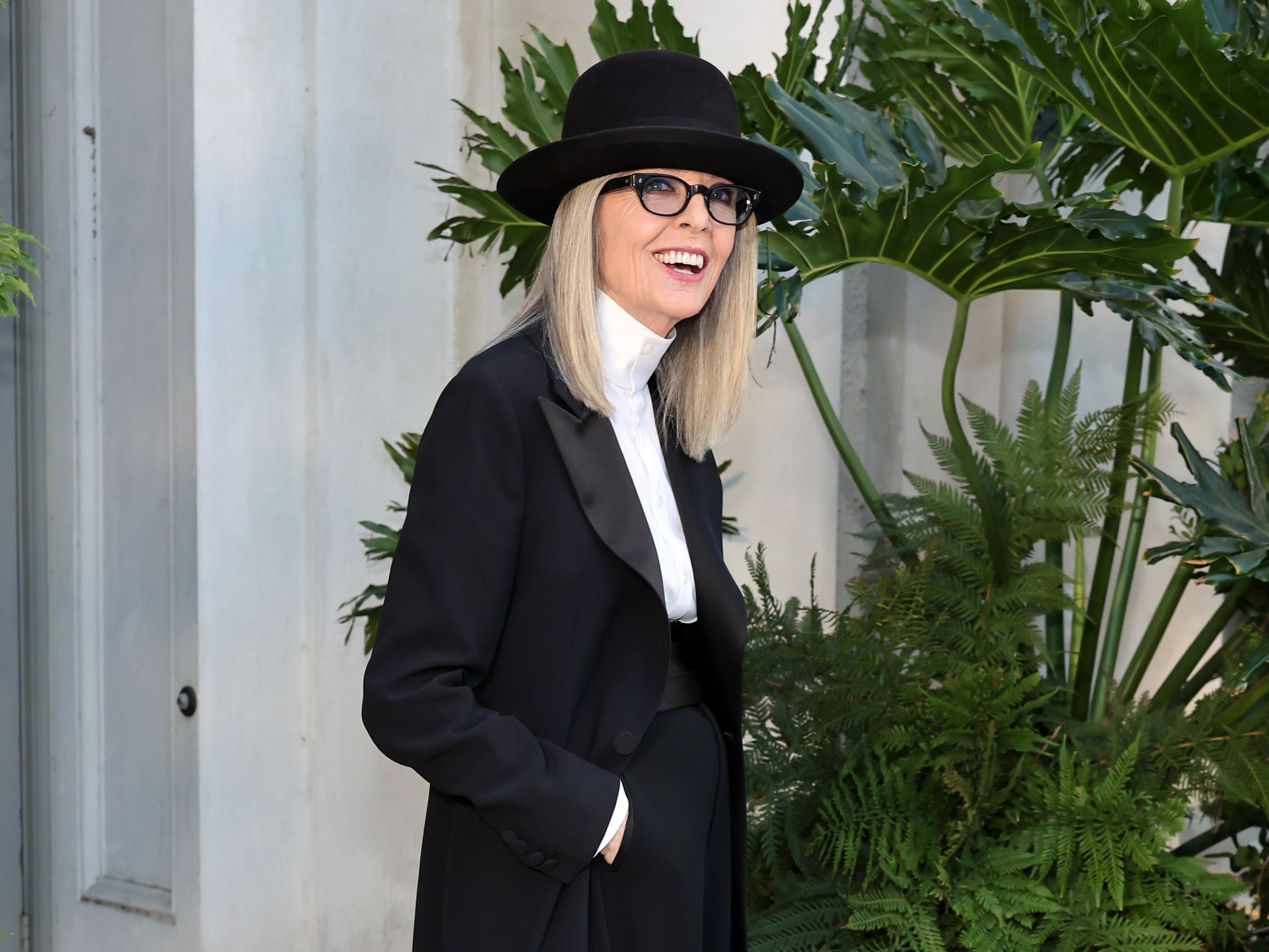 Diane Keaton attends the Ralph Lauren SS23 Runway Show in October 2022.