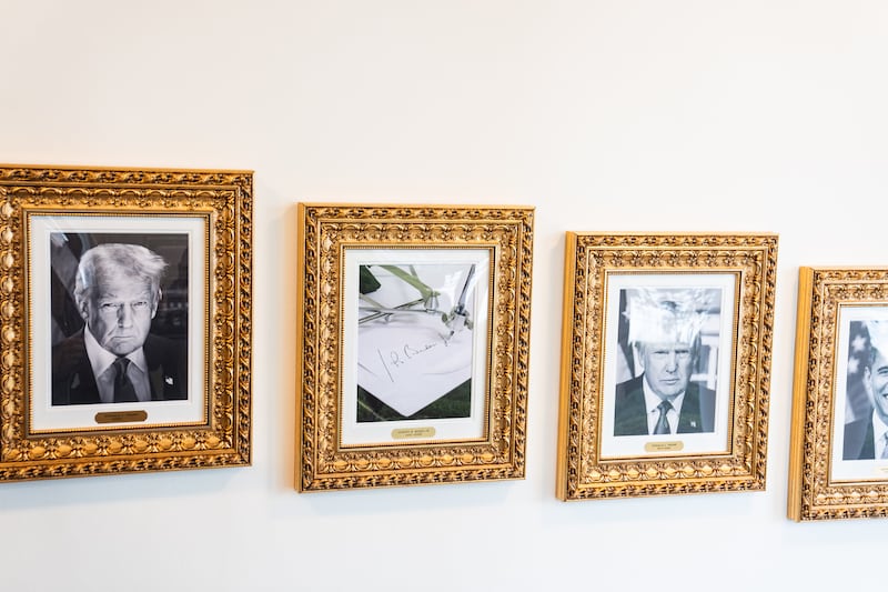 Trump's obsession with gold and former President Joe Biden are both evident along the West Wing colonnade.