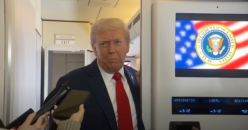 Donald Trump on Air Force One discussing Qatar.