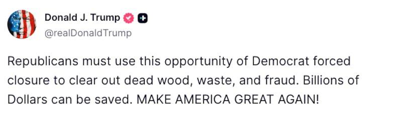 Trump Truth Social post