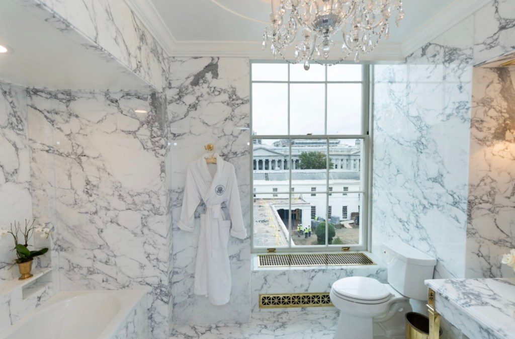 Donald Trump Posts Two Dozen Photos Of His Latest White House Makeover: The Lincoln Bathroom