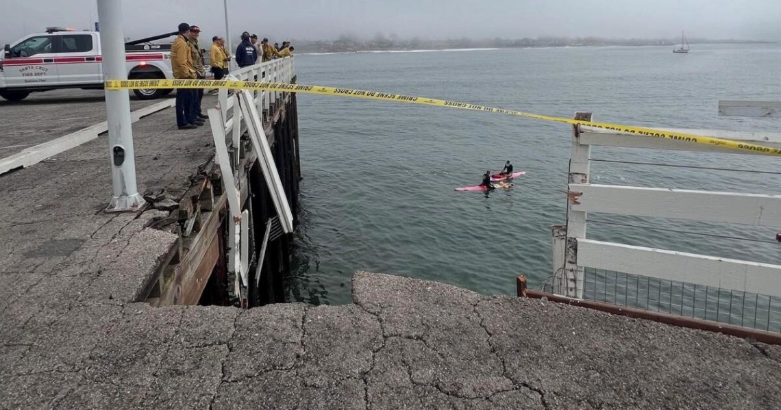 Driver dies, dog survives after vehicle goes over side of Santa Cruz Wharf in high surf