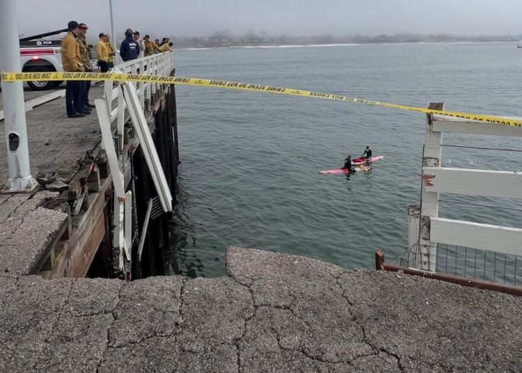 Driver dies, dog survives after vehicle goes over side of Santa Cruz Wharf in high surf
