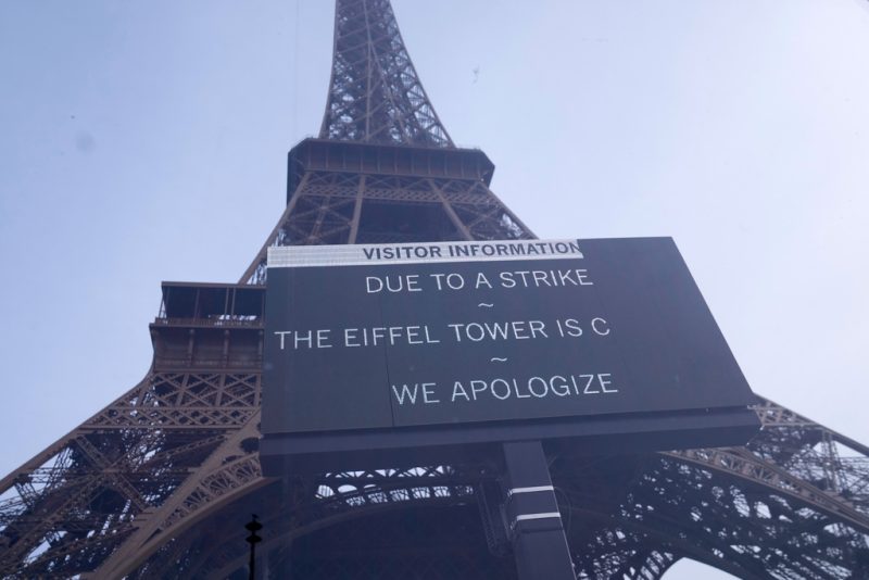 Eiffel Tower closed as nationwide strikes held across France against austerity