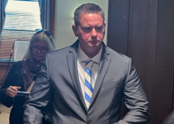 Ex-trooper on trial for murder is accused of using his car as a battering ram