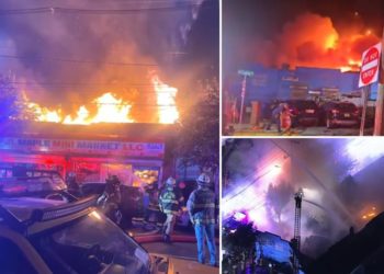 Explosion at NJ auto body shop sparks 5-alarm fire and burns through multiple nearby businesses