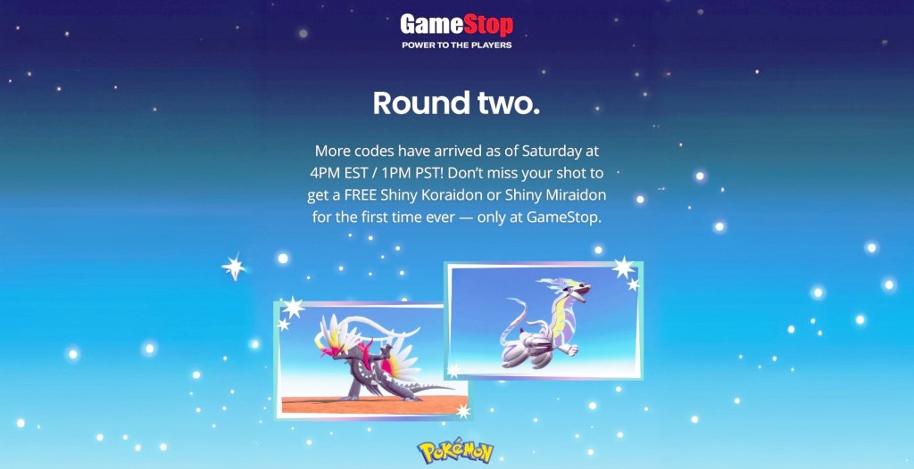 GameStop Pokémon Scarlet and Violet Shiny Koraidon and Miraidon Round 2