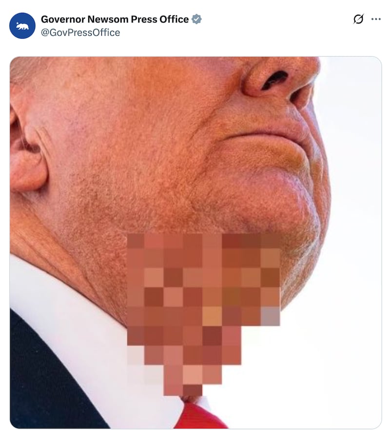 Governor Newsom edits out Trump's neck