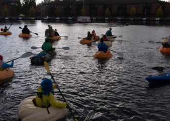 Giant, floating pumpkin races draw large crowds to annual event in Oregon