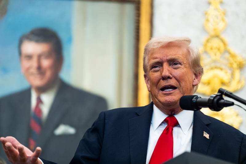 President Donald Trump, pictured speaking on October 16, has indicated he will not negotiate a deal to end the government shutdown as his administration has made a series of threats in an attempt to pressure Democrats.