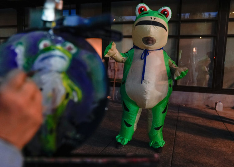 How inflatable costumes ballooned at anti-Trump rallies due to a Portland protester’s frog outfit