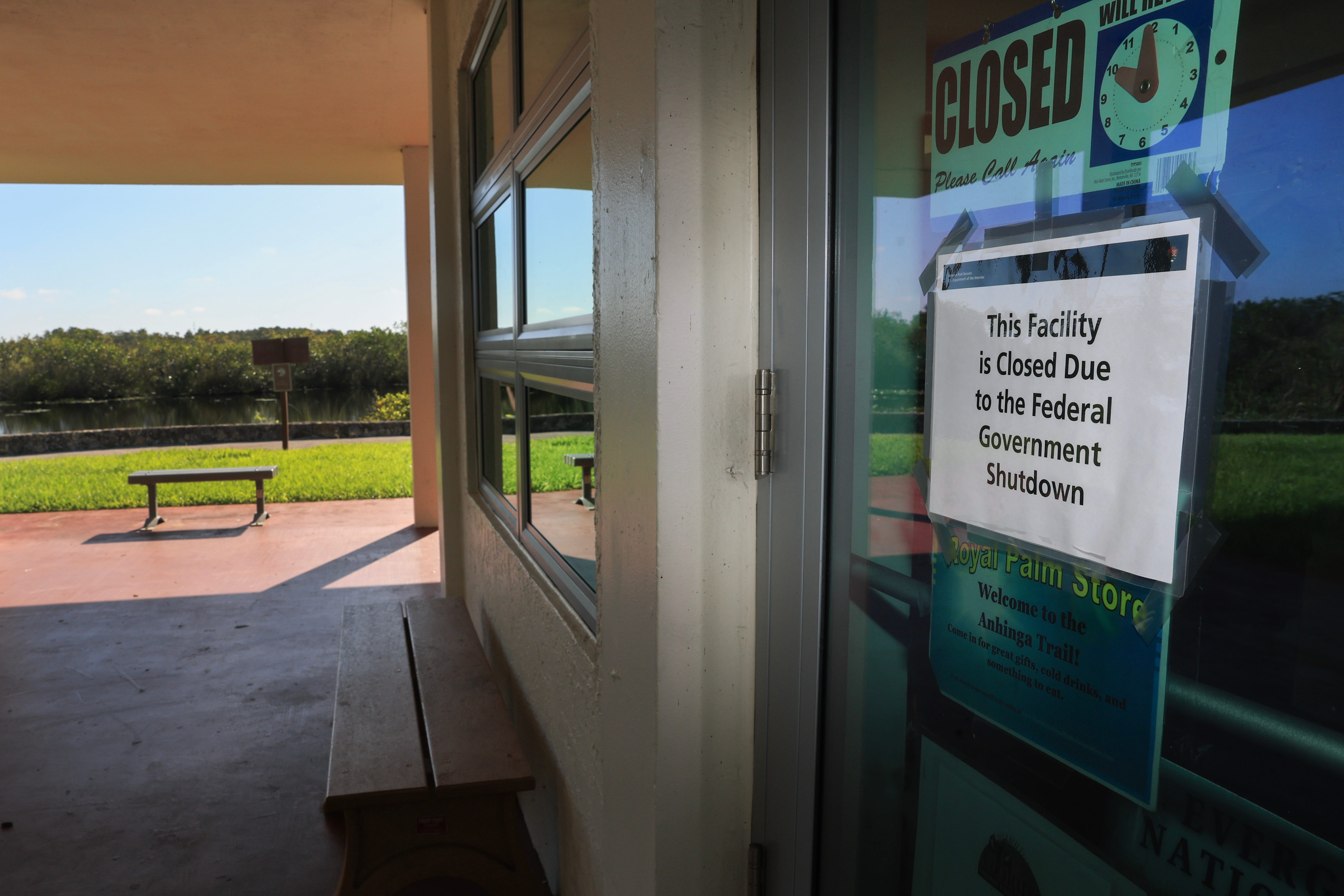 a sign that says this facility is closed due to a federal government shutdown
